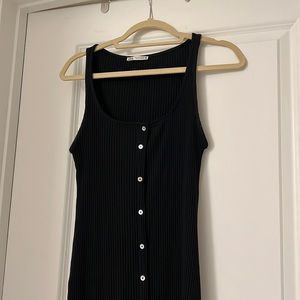 Midi ribbed black dress from Zara